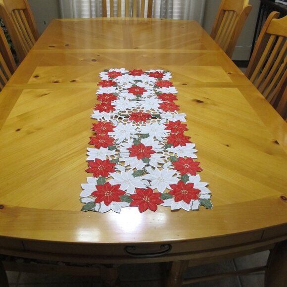 St. Nicholas Square*Cutout Poinsettia Tablerunner - Picture 1 of 4